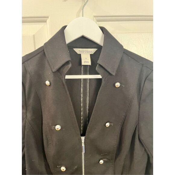 WHBM Black Jersey Knit Zipper Sleeve Military Jacket sz 4 EUC - Picture 3 of 8
